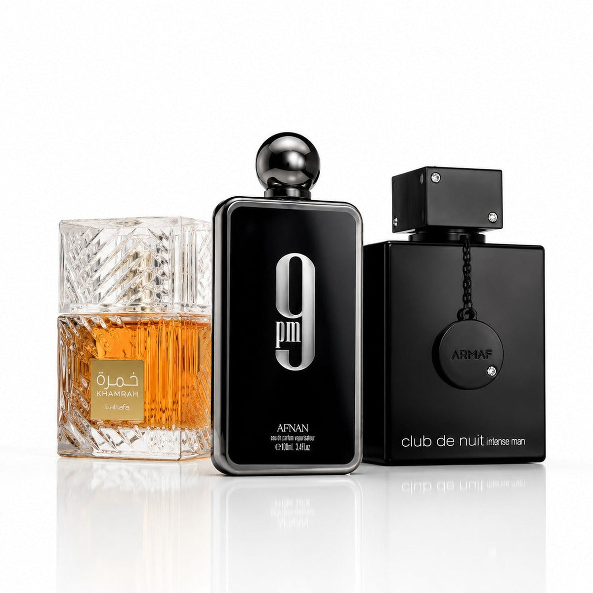 3-Piece Men's Perfume Set - Lattafa Khamrah, Afnan 9PM & Club de Nuit Intense Man