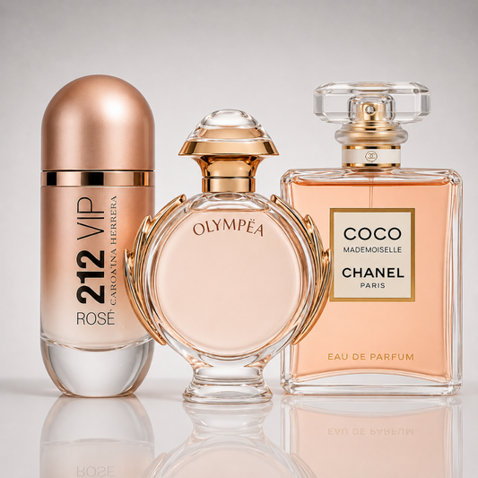 3-Piece Women's Perfume Set - 212 VIP Rosé by Carolina Herrera, Olympéa by Paco Rabanne & Coco Mademoiselle by Chanel