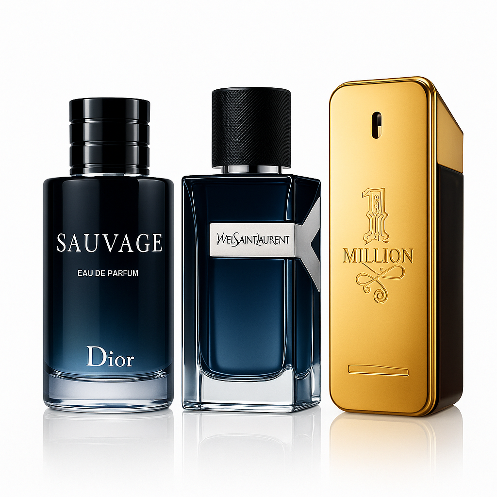 3-Piece Men's Perfume Combo – Dior Sauvage, Yves Saint Laurent Y and 1 Million