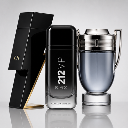 3-Piece Men's Perfume Set - Bad Boy by Carolina Herrera, 212 VIP Black by Carolina Herrera & Invictus by Paco Rabanne