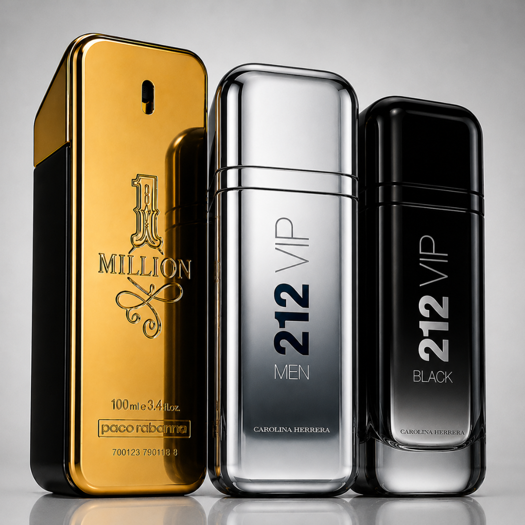 3-Piece Men's Perfume Set - 1 Million, 212 VIP MEN & 212 VIP Black