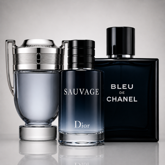 3-Piece Men's Perfume Set - Dior Sauvage, Bleu de Chanel & Paco Rabanne Invictus