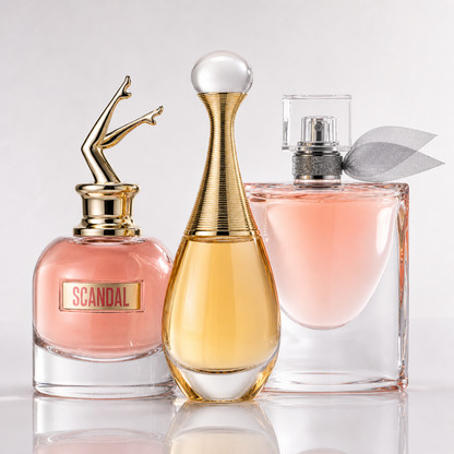 3-Piece Women's Perfume Set - Scandal by Jean Paul Gaultier, J’adore by Dior & La Vie Est Belle by Lancôme