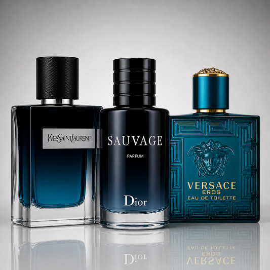 3-Piece Men's Perfume Set - Y by Yves Saint Laurent, Sauvage by Dior & Versace Eros