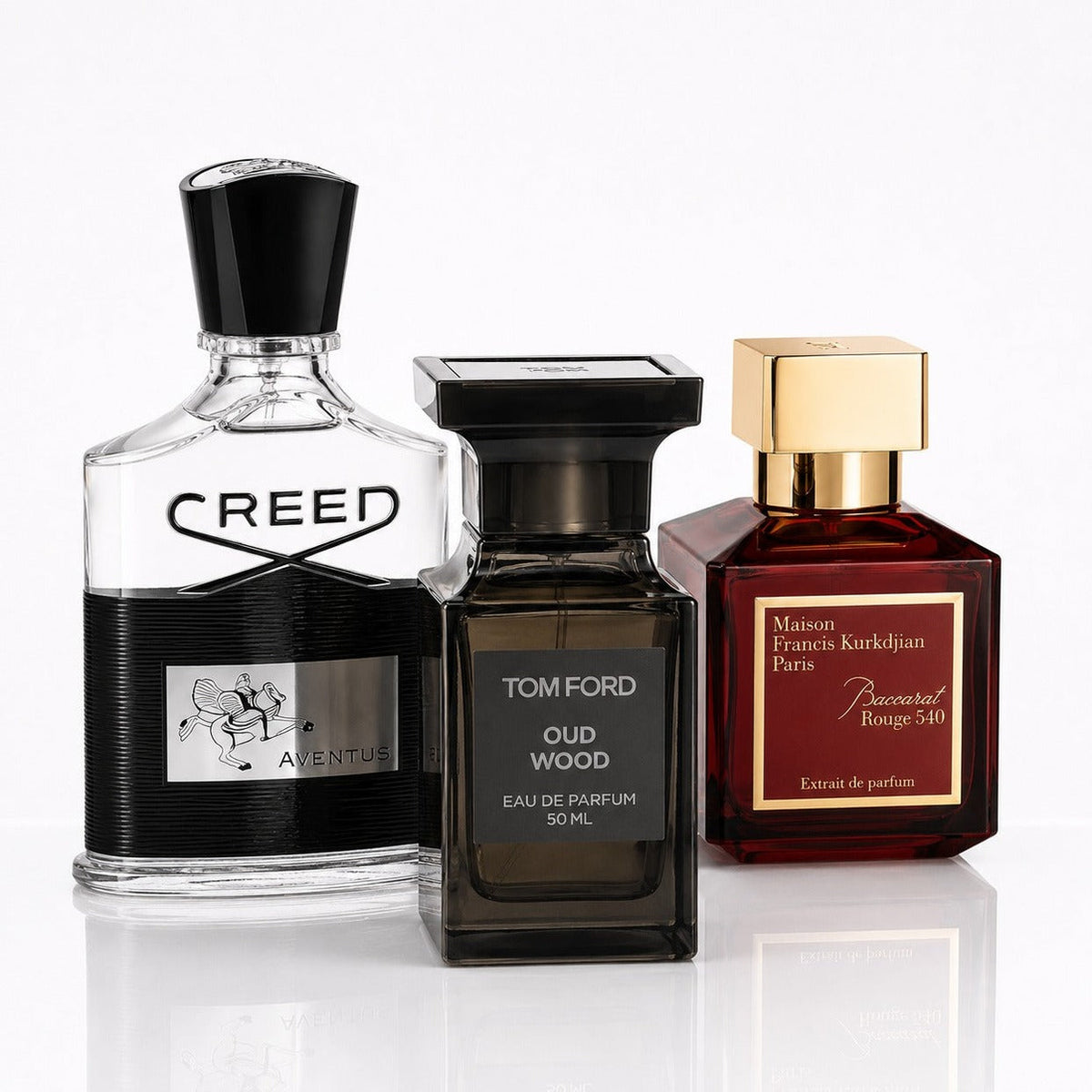 3-Piece Men's Perfume Set - Creed Aventus, Tom Ford Oud Wood & Baccarat Rouge 540 Extrait