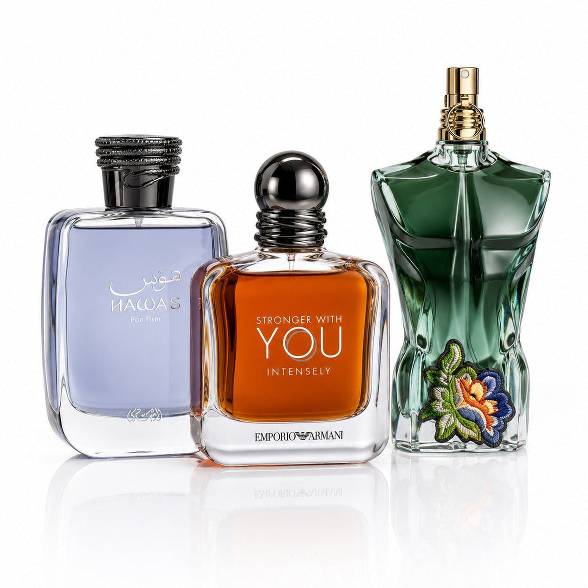 3-Piece Men's Perfume Set - Rasasi Hawas, Stronger With You Intensely & Le Beau Paradise Garden