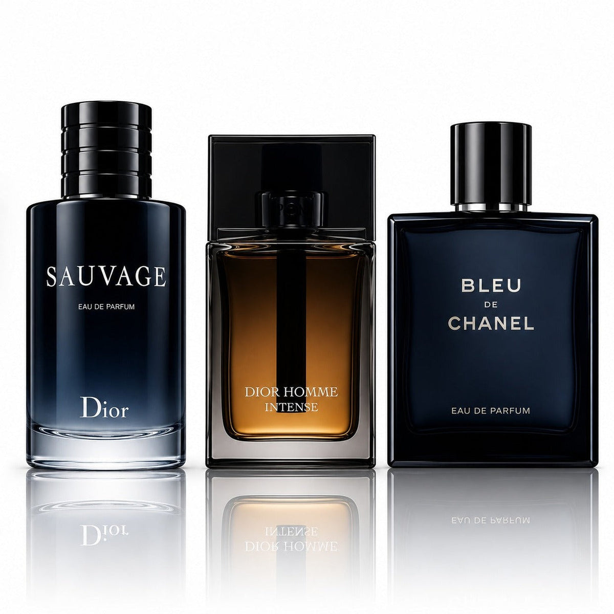 3-Piece Men's Perfume Combo – Sauvage Dior, Bleu de Chanel, Dior Homme Intense